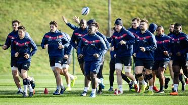 Le XV de France à l'entraînement au centre national du rugby de Marcoussis, le 2 février 2018, à la veille d'affronter l'Irlande  [Christophe SIMON / AFP]