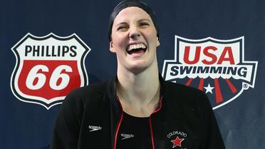 La joie de la nageuse Missy Franklin après sa victoire en finale du 200m libre aux sélections américaines, le 26 juin 2013 à Indianapolis [Streeter Lecka / Getty/AFP]
