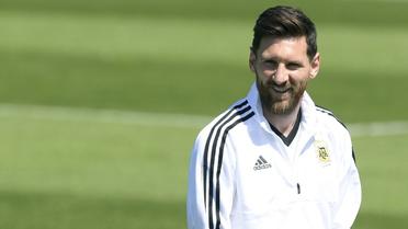 Lionel Messi lors d'un entraînement avec la sélection argentine, le 15 juin 2018 près de Moscou [JUAN MABROMATA / AFP]