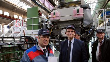 Le ministre de l'Economie Arnaud Montebourg visite le site Alstom à Belfort le 22 mars 2013 [Sebastien Bozon / AFP/Archives]