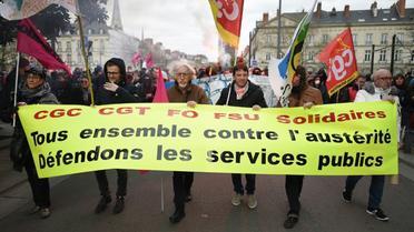Manifestation à Montpellier (Hérault) lors de la journée d'action pour la défense des services publics, le 22 mars 2018 [JEAN-SEBASTIEN EVRARD / AFP]