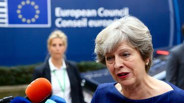 La Première ministre britannique Theresa May à son arrivée à Bruxelles, le 19 octobre 2017 [Aurore BELOT / AFP]