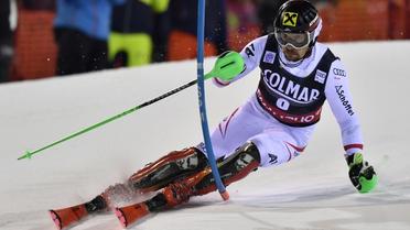 L'Autrichien Marcel Hirscher lors de la 1re manche du slalom de Madonna di Campiglio, le 22 décembre 2017  [Tiziana FABI / AFP]