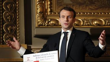 Emmanuel Macron lors de l'audience solennelle de rentrée de la Cour de Cassation, le 15 janvier 2018 à Paris [Francois Mori / POOL/AFP]