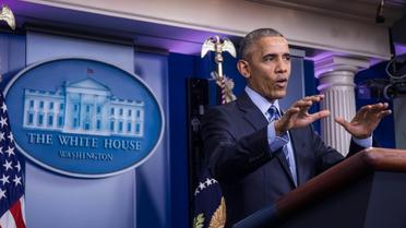 Barack Obama lors d'une conférence de presse à la Maison Blanche, à Washington le 16 décembre 2016 [ZACH GIBSON / AFP]