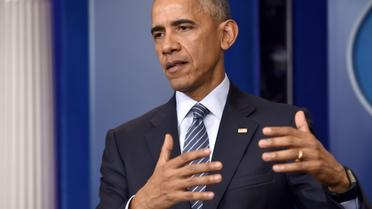 Le président américain sortant Barack Obama, lors d'une conférence de presse à la Maison Blanche, le 14 novembre 2016 à Washington [Nicholas Kamm                        / AFP]