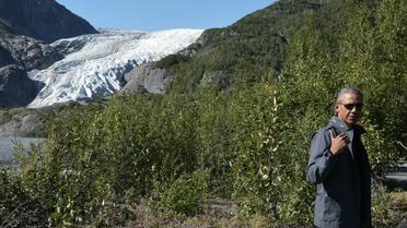 Le président Barack Obama au pied du glacier Exit dans le sud-ouest de l'Alaska aux Etats-Unis, le 1er septembre 2015  [Mandel Ngan / AFP]