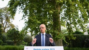 Le ministre de l'Education, Jean-Michel Blanquer lors d'une conférence de presse sur la rentrée scolaire, le 27 août 2019 à Paris [CHRISTOPHE ARCHAMBAULT  / AFP]