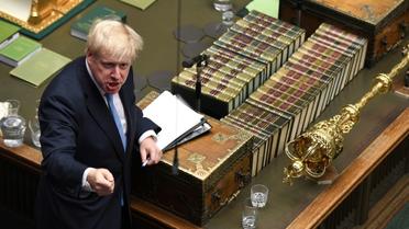 Le Premier ministre Boris Johnson devant le Parlement britannique le 25 juillet 2019. [JESSICA TAYLOR / UK PARLIAMENT/AFP]