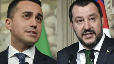 Luigi Di Maio (M5S) et Matteo Salvini (La Ligue) sur un montage réalisé le 10 mai 2018 [Tiziana FABI / AFP/Archives]