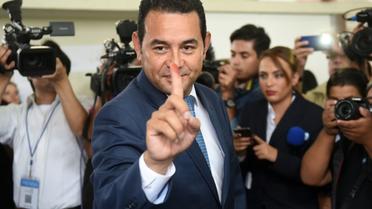 Jimmy Morales après avoir voté le 6 septembre 2015 Guatemala City [Marvin RECINOS / AFP]