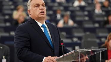 Le Premier ministre hongrois Viktor Orban devant le Parlement européen à Strasbourg, le 11 septembre 2018 [FREDERICK FLORIN / AFP]