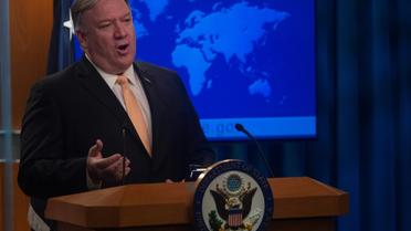 Le secrétaire d'Etat américain Mike Pompeo lundi à Washington [ANDREW CABALLERO-REYNOLDS / AFP]