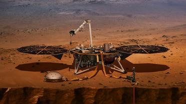 Photo du 27 avril 2018 diffusée par la Nasa du robot InSight lancé le 5 mai 2018 pour une mission sur Mars.