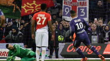 Monaco et Thomas Lemar ont été accrochés à Toulouse, après avoir concédé un penalty transformé par Andy Delort, le 24 février 2018 [PASCAL PAVANI / AFP]