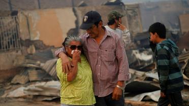 Détresse des Chiliens après l'incendie à Santa Olga, à 240 km au sud de Santiago, le 26 janvier 2017 [PABLO VERA LISPERGUER / AFP]