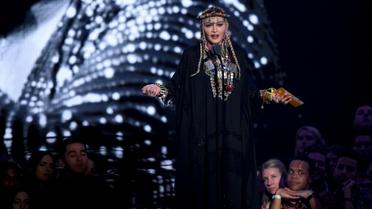 Madonna rend hommage à Aretha Franklin lors des MTV Music Awards à New York, le 20 août 2018 [Theo Wargo / GETTY IMAGES NORTH AMERICA/AFP]