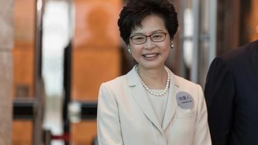 Carrie Lam, la favorite de Pékin, désignée chef du gouvernement de Hong Kong par un comité électoral pour l'essentiel acquis à la Chine, le 26 mars 2017 à Hong Kong [DALE DE LA REY / AFP]