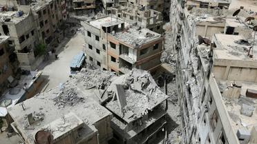 Les destructions dans la ville syrienne de Douma reprise aux rebelles par le régime et où une attaque présumée chimique a eu lieu, le 17 avril 2018 [STRINGER / AFP]