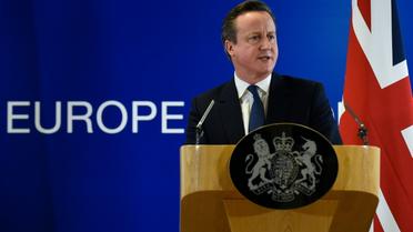 Le Premier ministre britannique David Cameron donne une conférence de presse le 19 février 2016 à Bruxelles, après avoir obtenu un accord avec les membres de l'UE sur les réformes qu'il a proposées [JOHN THYS / AFP]