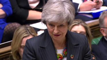 Capture écran d'une vidéo fournie par le Parlement britannique montrant la Première ministre Theresa May à la Chambre des Communes à Londres, le 12 février 2019  [HO / PRU/AFP]
