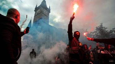 Manifestation à Prague contre les mesures prises par le gouvernement pour contrer la pandémie de Covid-19, le 18 octobre 2020  [Michal Cizek / AFP]