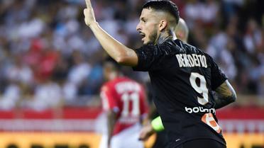 L'attaquant de Marseille Dario Benedetto auteur d'un doublé lors de la victoire à Monaco 4-3 lors de la 5e journée de L1 le 15 septembre 2019 [YANN COATSALIOU / AFP]