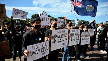 Manifestation à Sydney le 29 septembre 2019 de soutien aux militants pro-démocratie de Hong Kong [PETER PARKS / AFP]
