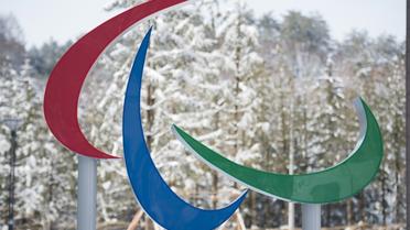 Le symbole des Jeux paralympiques d'hiver de Pyeongchang à l'entrée du village des athlètes, le 6 mars 2018 [Joel MARKLUND / OIS/IOC/AFP/Archives]