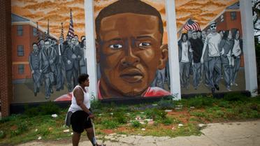 Freddie Gray représenté sur une fresque murale dans un quartier de Baltimore, dans l'est des Etats-Unis, le 22 juin 2016 [Mark MAKELA / GETTY/AFP/Archives]