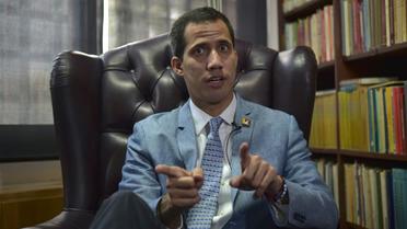 L'opposant Juan Guaido, autoproclamé président par intérim du Venezuela, donne un entretien exclusif à l'AFP à Caracas, le 8 février 2019 [YURI CORTEZ / AFP]