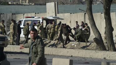 Attentat suicide contre une base de la police afghane le 1er février 2016 à Kaboul  [SHAH MARAI / AFP]