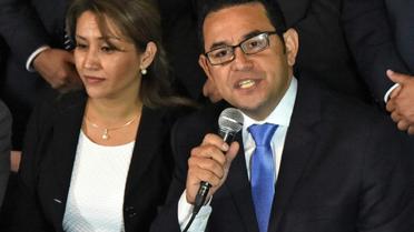 Le nouveau président du Guatemala, Jimmy Morales,  candidat du parti de droite FCN-Nacion, le 25 octobre 2015 au soir du 2è tour des élections présidentielles [RODRIGO ARANGUA / AFP]