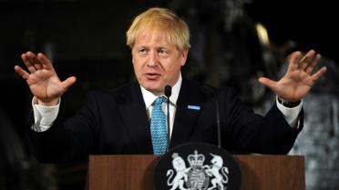 Le Premier ministre britannique Boris Johnson, lors d'un discours à Manchester (Angleterre), le 27 juillet 2019 [Rui Vieira / POOL/AFP/Archives]