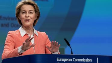 La nouvelle présidente de la Commission européenne Ursula von der Leyen annonce les noms des commissaires européens à Bruxelles le 10 septembre 2019 [Kenzo TRIBOUILLARD / AFP]