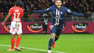 L'attaquant du PSG Mauro Icardi marque le but de la victoire à Brest, le 9 novembre 2019   [Damien MEYER / AFP]