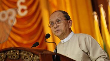 Le président birman Thein Sein lors d'un discours, le 30 novembre 2013 à Rangoun [Lynn Bo Bo / Pool/AFP/Archives]