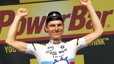 L'Allemande Tony Martin, vainqueur du contre-la-montre du Tour de France,  au Mont-Saint-Michel, le 10 juillet 2013 [Jeff Pachoud / AFP]