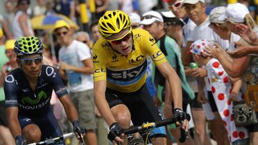 Le porteur du maillot jaune de leader Christopher Froome lors de l'ascension du Mont Ventoux le 14 juillet 2013  [Jeff Pachoud / AFP]