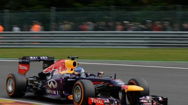 L'Allemand Sebastian Vettel lors de la 3e et dernière séance d'essais libres du Grand Prix de Belgique, le 24 août 2013 à Spa [John Thys / AFP]