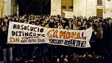 Des manifestants contre le projet d'aménagement urbain de Burgos, à Valence le 17 janvier 2014 [José Jordan / AFP]