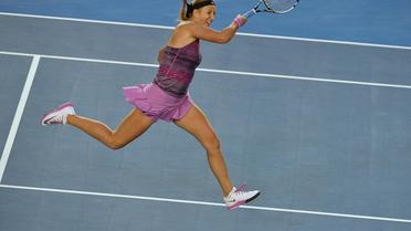 La Bélarusse Victoria Azarenka face à l'Autrichienne Yvonne Meusburger lors du 3e tour de l'Open d'Australie le 18 janvier 2014 à Melbourne [Paul Crock / AFP]
