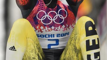 L'Allemande Natalie Geisenberger après son titre olympique en luge le 11 février 2014 au Centre des sports de glace de Sanki [ / AFP]