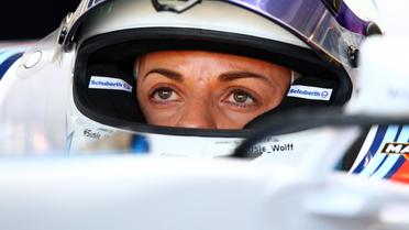 La pilote de F1 Susie Wolff (Williams) dans les stands lors d'une séance d'essais avant le GP d'Allemagne de F1, le 18 juillet 2014 à Hockenheim. [Jens Buttner / DPA/AFP]
