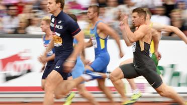 Le Français Christophe Lemaitre, vainqueur de sa série du 100 m aux Championnats d'Europe à Zurich, le 12 août 2014 [Fabrice Coffrini / AFP]