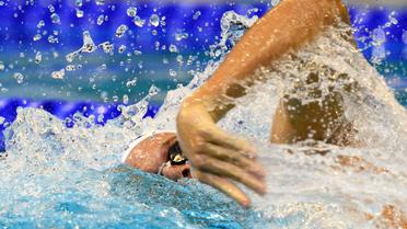 Le Français Yannick Agnel lors de la finale du 200 m nage libre, où il a fini 3e, le 20 août 2014 aux Championnats d'Europe à Berlin [John MacDougall / AFP]