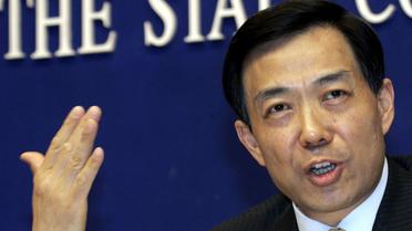Bo Xilai, alors ministre du Commerce, lors d'une conférence de presse à Pékin, le 30 mai 2005 [Goh Chai Hin / AFP/Archives]