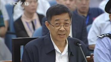 L'ex-dirigeant chinois déchu Bo Xilai au troisième jour de son procès le 24 août 2013 à Jinan, dans l'est de la Chine [ / CCTV/AFP]