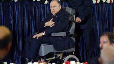 Le président algérien réélu Abdelaziz Bouteflika qui a prêté serment en fauteuil roulant et d'une voix hésitante le 28 avril 2014 à Alger [Farouk Batiche / AFP]