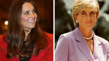 Montage avec la princesse Kate (g), photographiée le 5 avril 2013, et la princesse Diana, le 17 juin 1997 [- / AFP]